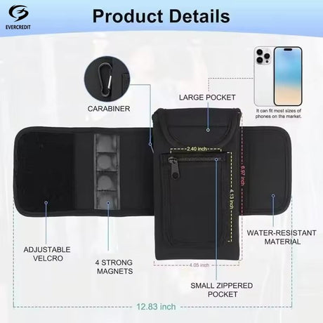 Porte-bouteille magnétique mains libres avec pochette – Support pour gourde avec sangle réglable, sport et randonnée