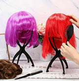 Support de perruque pliable noir – Trépied portable pour perruques – Support coiffure pour séchage et rangement des cheveux
