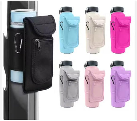 Porte-bouteille magnétique mains libres avec pochette – Support pour gourde avec sangle réglable, sport et randonnée